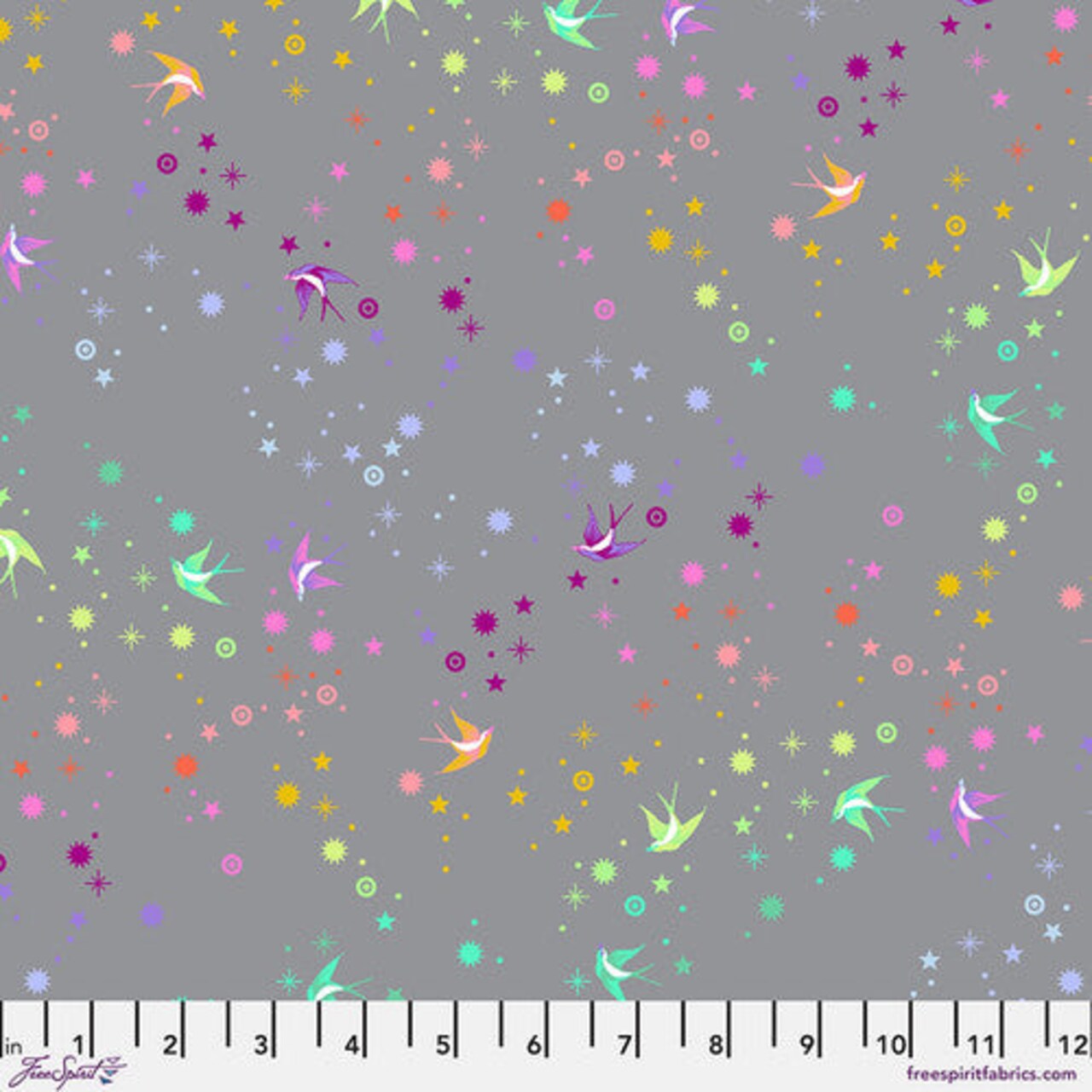 Fabric FreeSpirit Tula Pink Shadow Fairy Dust True Colors Graywork by the Quarter Yard PWTP133.SHADOW